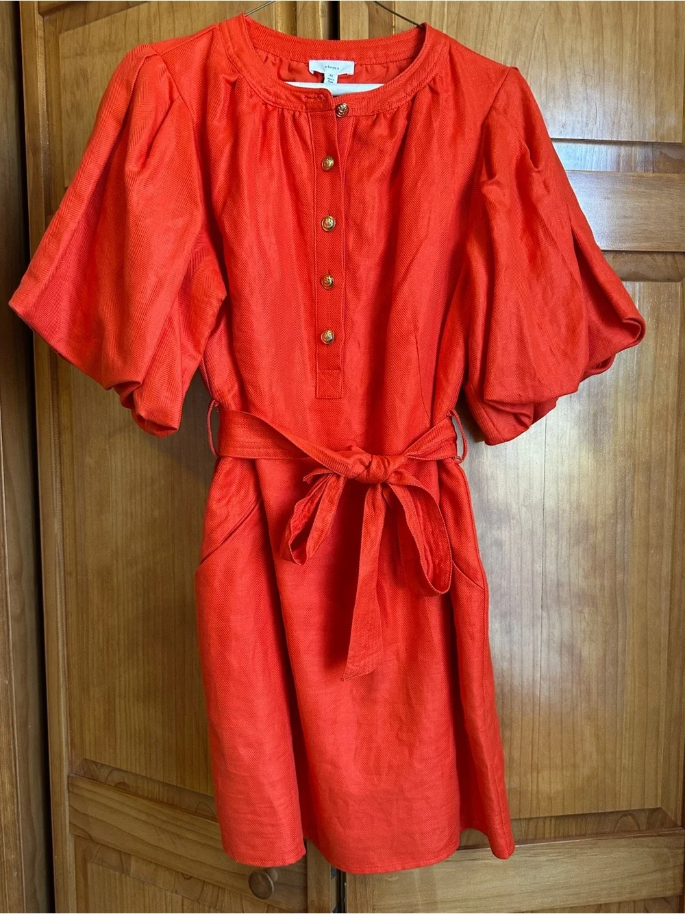 A loves A- NWT Bright Puff-Sleeve Belted Mini Dress